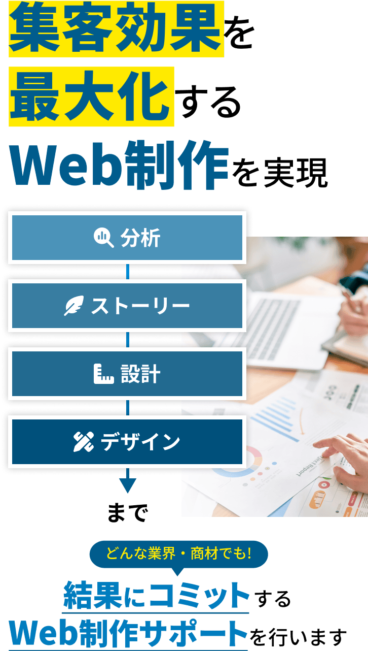 集客効果を最大化するWeb制作を実現｜分析→ストーリー→設計→デザインまでどんな業界・商材でも結果にコミットするWeb制作サポートを行います